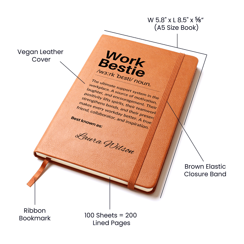 Personalized Leather Journal Engraved Notebook Funny Gift for Work Bestie Coworker Employee Office Friend Appreciation Keepsake