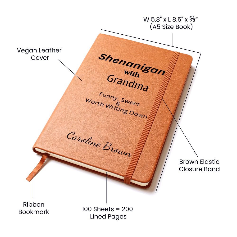 Personalized Leather Journal Grandma Notebook Funny Memory Book Engraved Gift for Grandparents Grandkids Keepsake Story Writing Family Gift