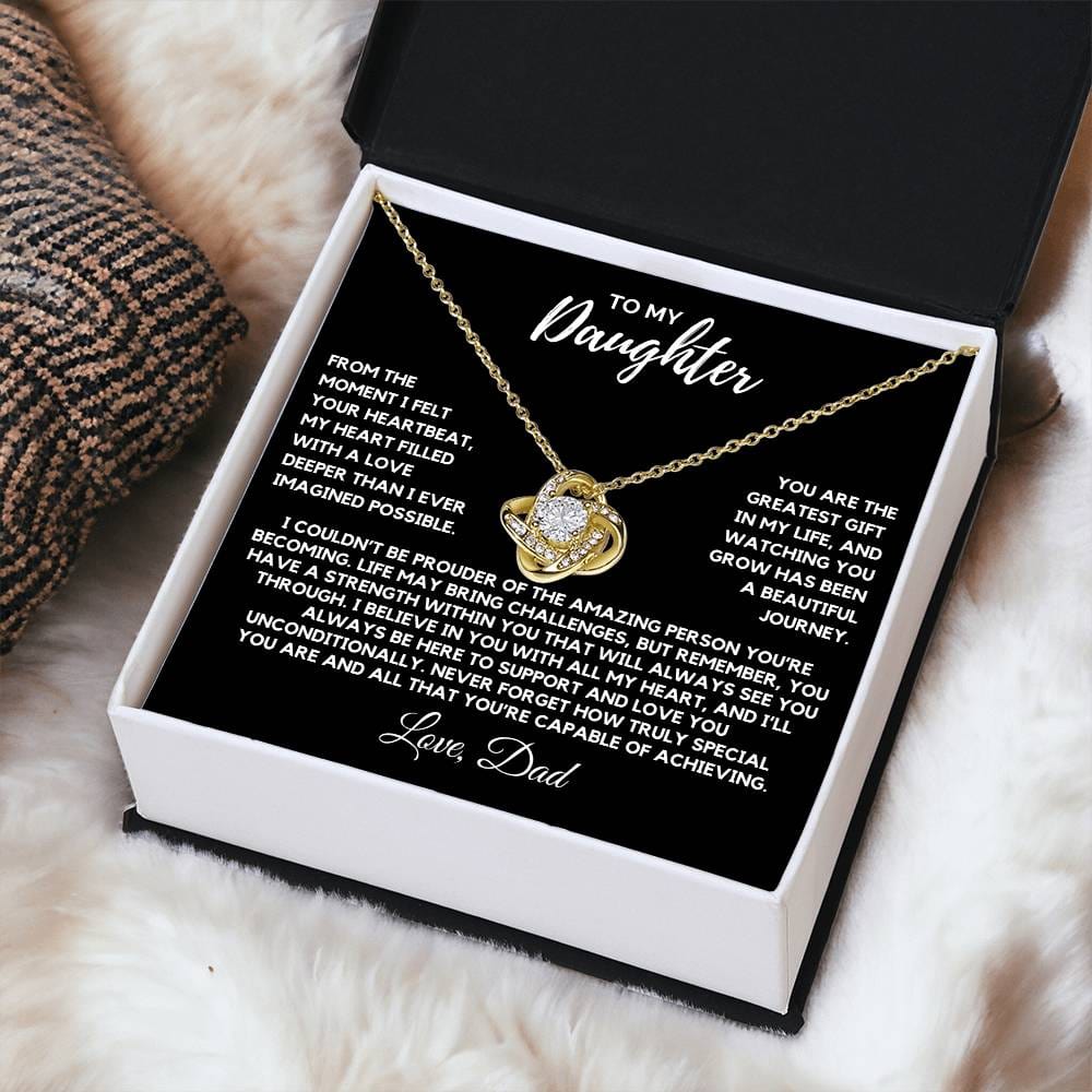 Daughter - The moment I felt your heartbeat - Love Knot Necklace