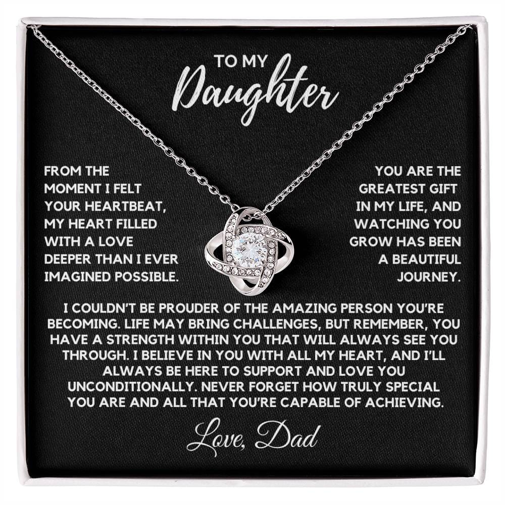 Daughter - The moment I felt your heartbeat - Love Knot Necklace