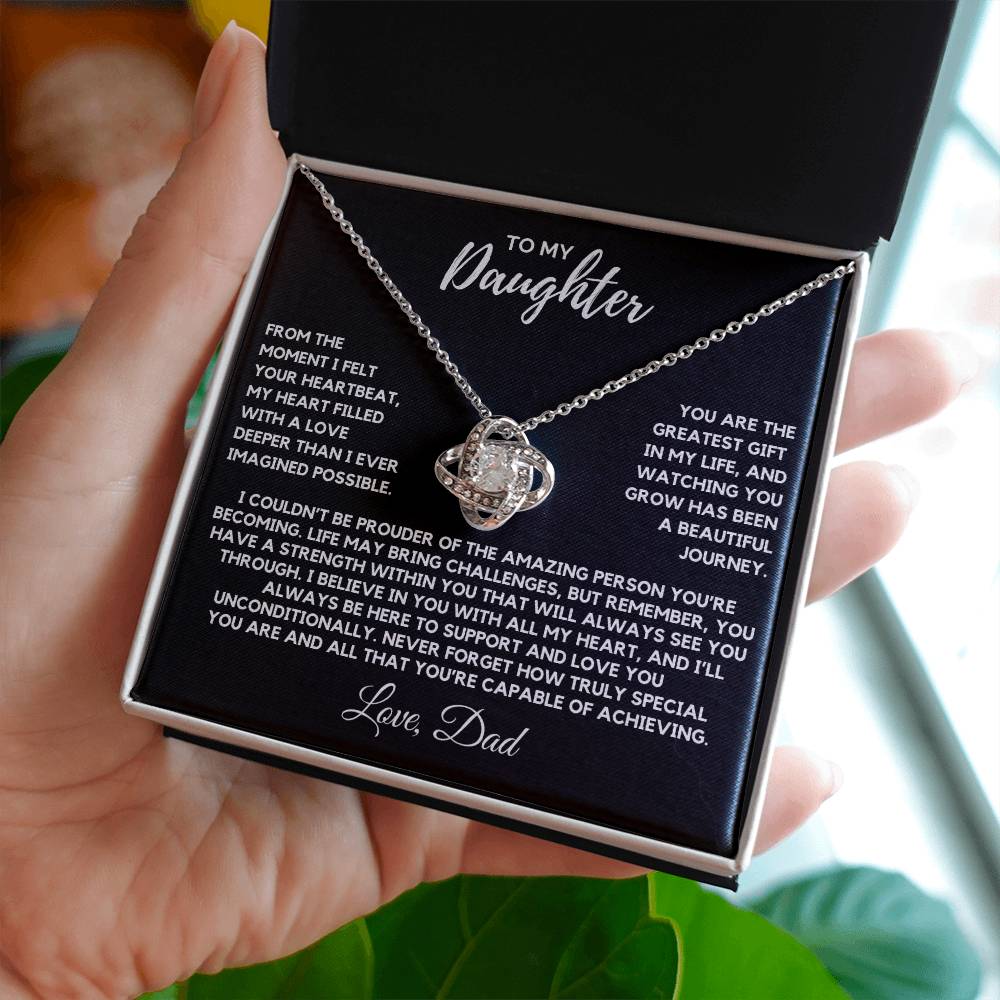 Daughter - The moment I felt your heartbeat - Love Knot Necklace