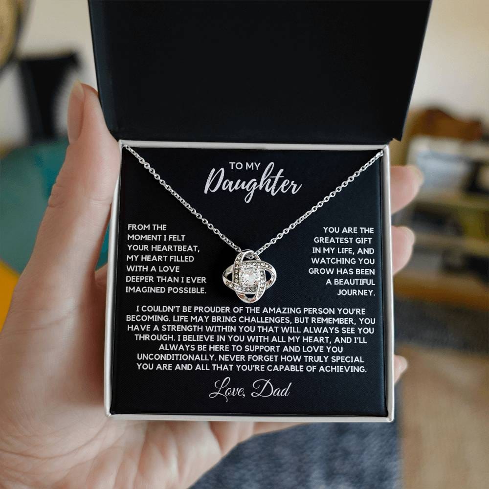 Daughter - The moment I felt your heartbeat - Love Knot Necklace