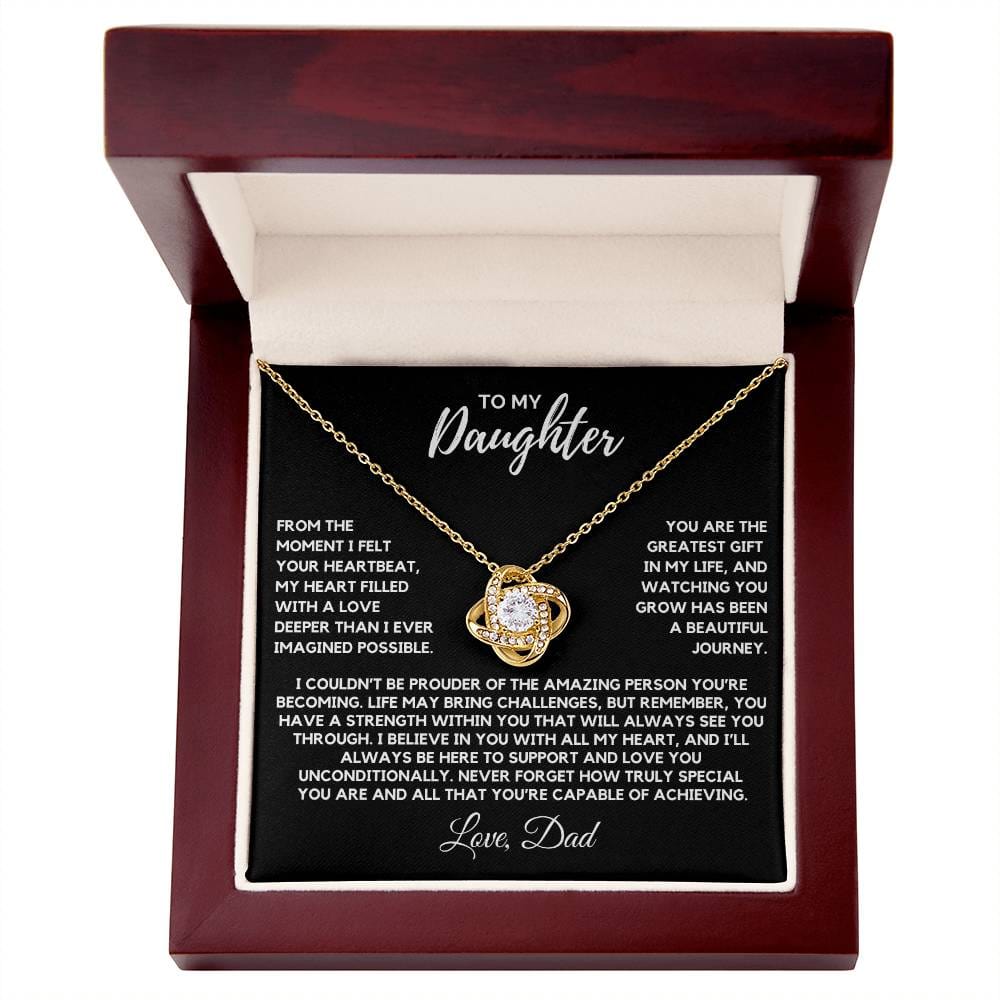 Daughter - The moment I felt your heartbeat - Love Knot Necklace