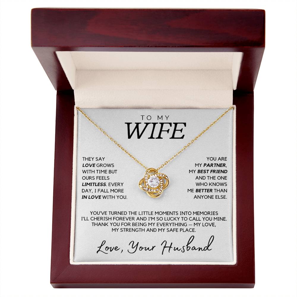 Wife - They say love grows with time but ours feels limitless - Love Knot Necklace