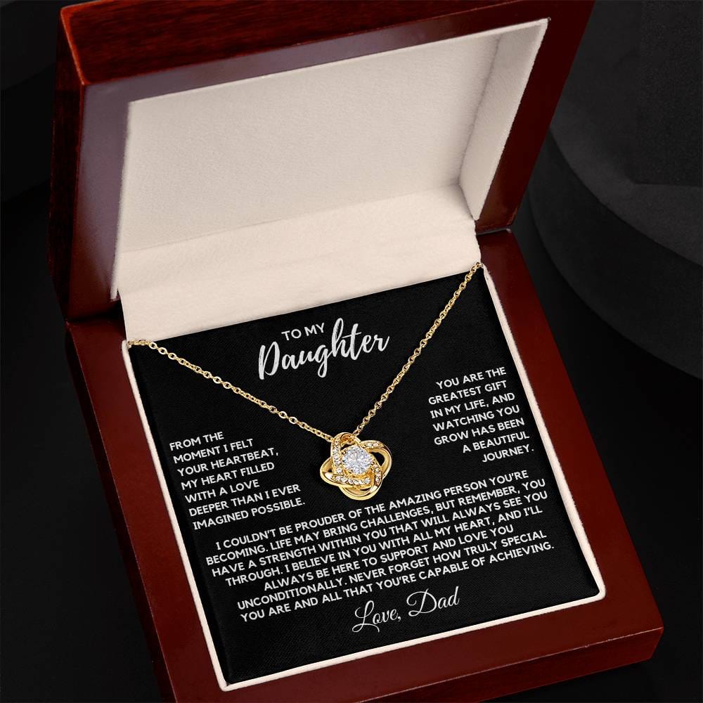 Daughter - The moment I felt your heartbeat - Love Knot Necklace