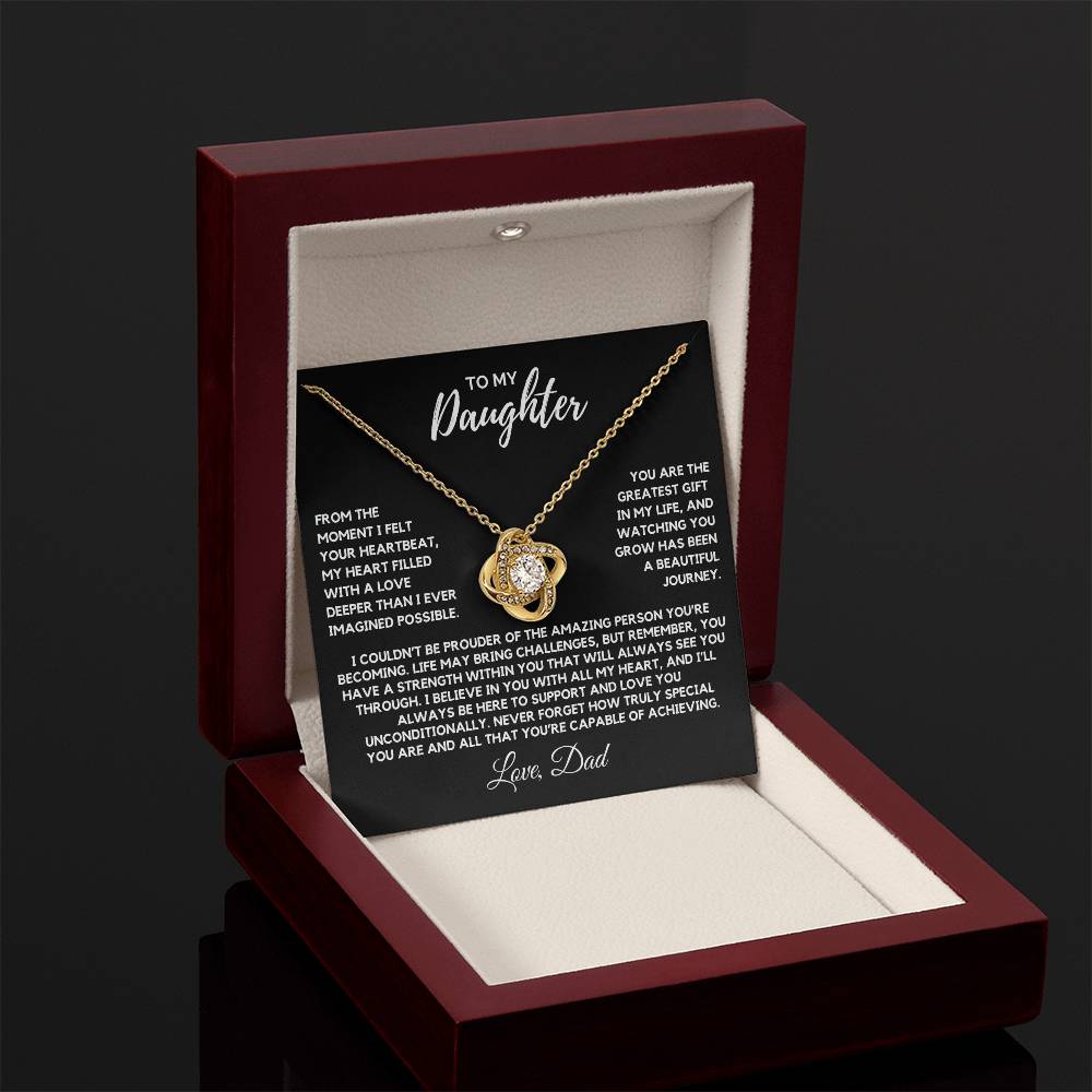 Daughter - The moment I felt your heartbeat - Love Knot Necklace