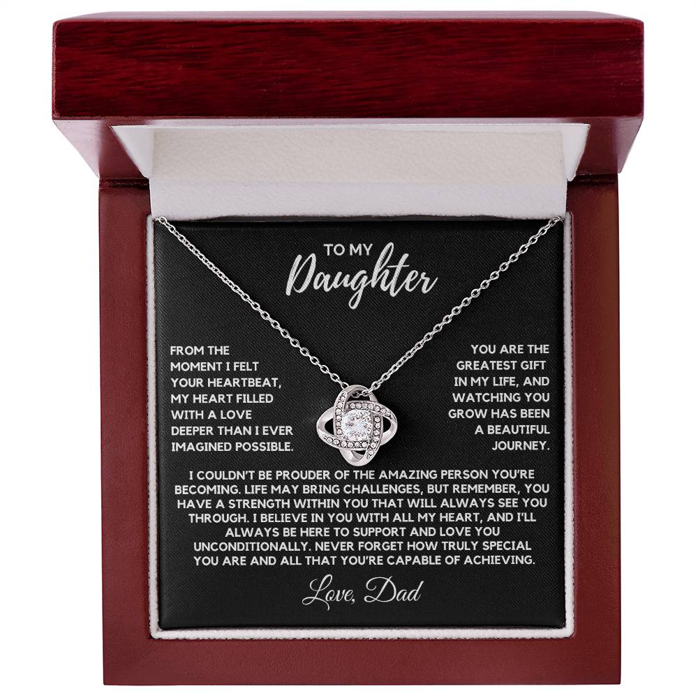 Daughter - The moment I felt your heartbeat - Love Knot Necklace