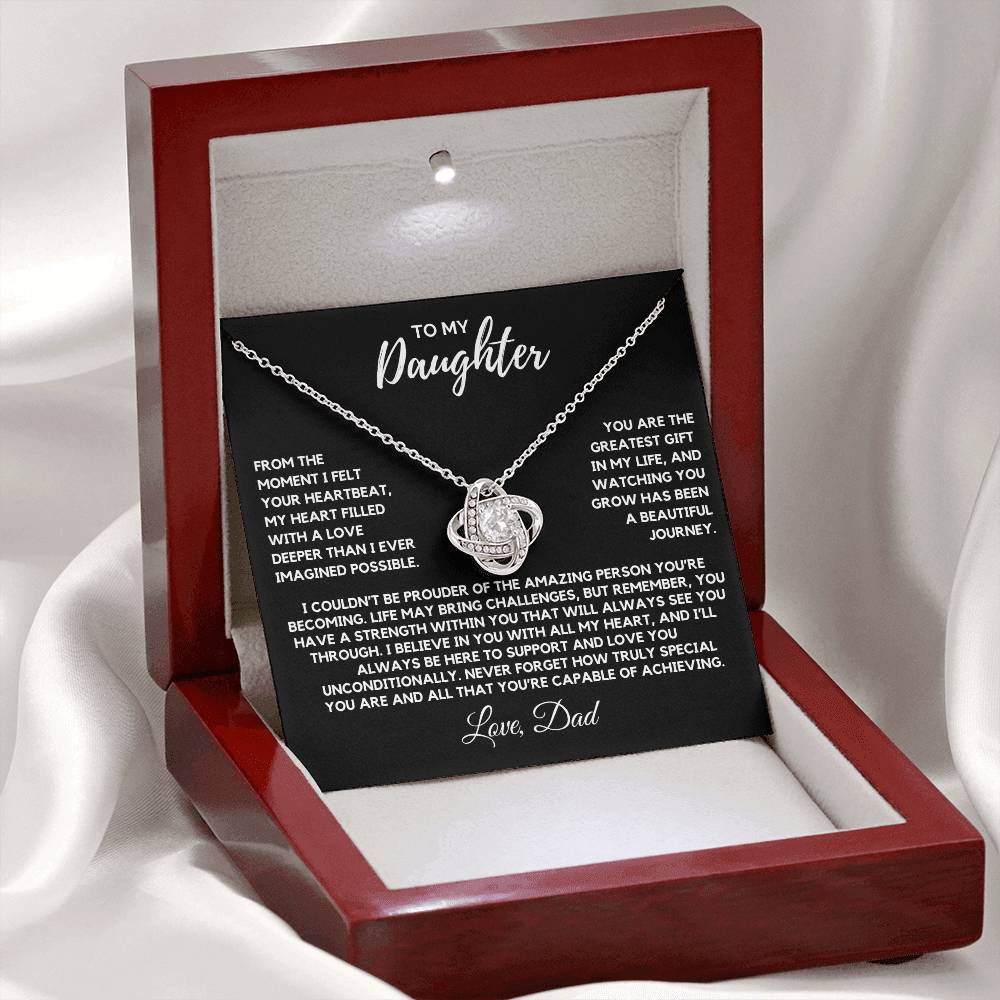 Daughter - The moment I felt your heartbeat - Love Knot Necklace