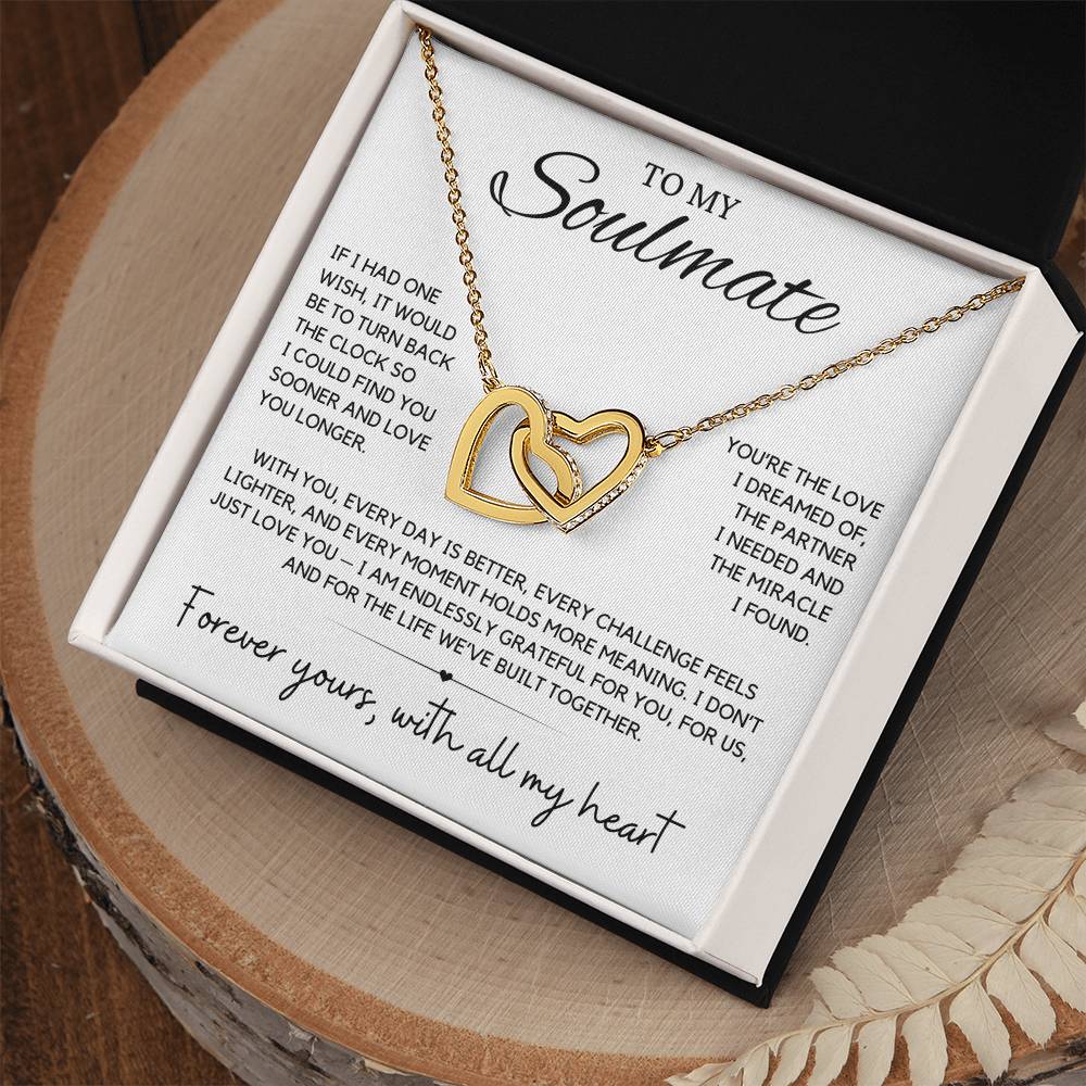 Soulmate - If I had one wish, it would be to turn back the clock - Interlocking Hearts Necklace