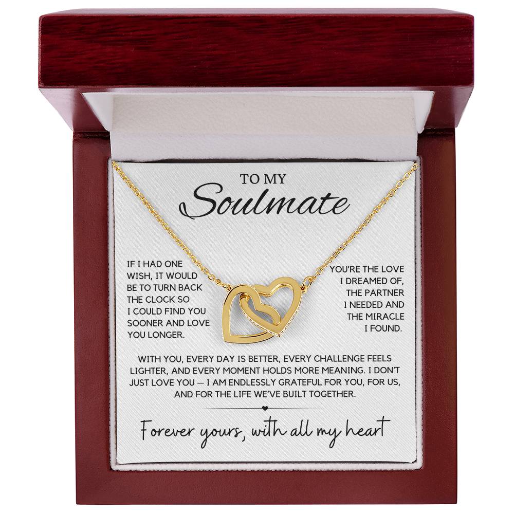 Soulmate - If I had one wish, it would be to turn back the clock - Interlocking Hearts Necklace