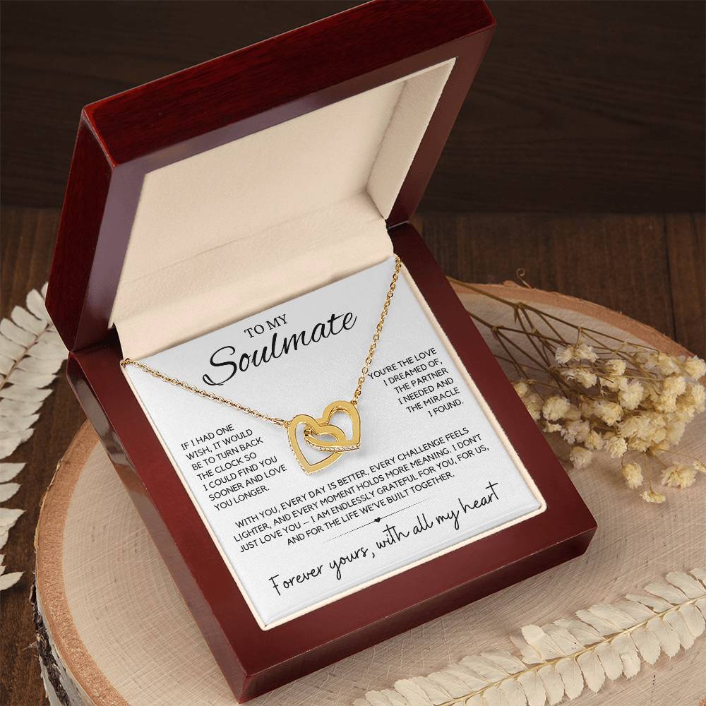 Soulmate - If I had one wish, it would be to turn back the clock - Interlocking Hearts Necklace