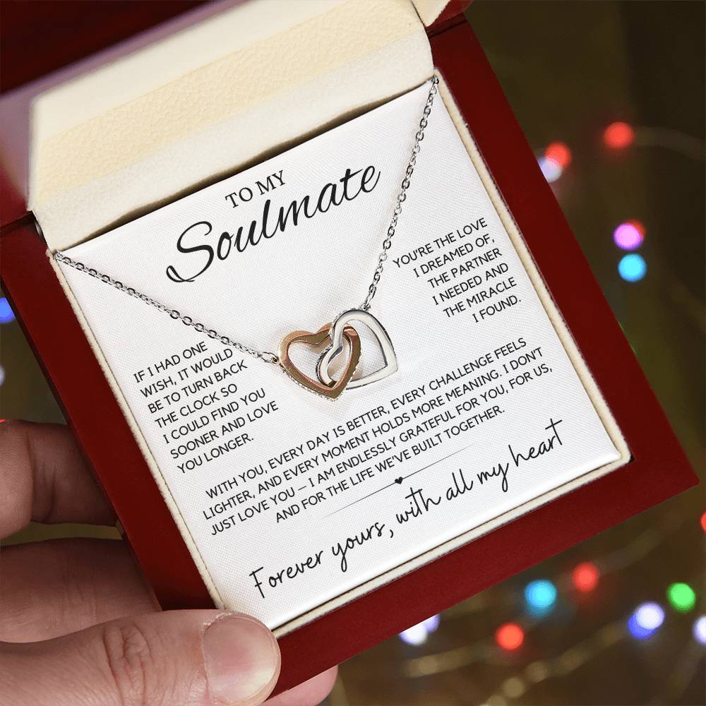 Soulmate - If I had one wish, it would be to turn back the clock - Interlocking Hearts Necklace