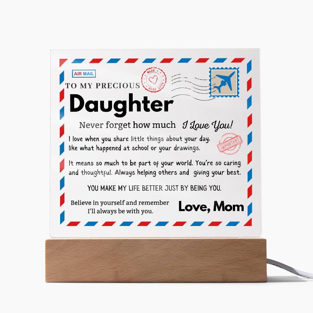 Daughter - I love when you share little things about your day - Acrylic Square Plaque