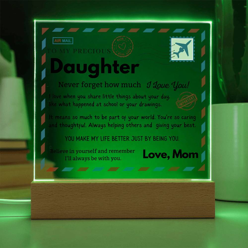 Daughter - I love when you share little things about your day - Acrylic Square Plaque