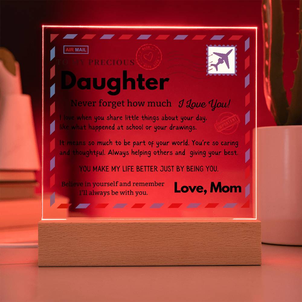 Daughter - I love when you share little things about your day - Acrylic Square Plaque