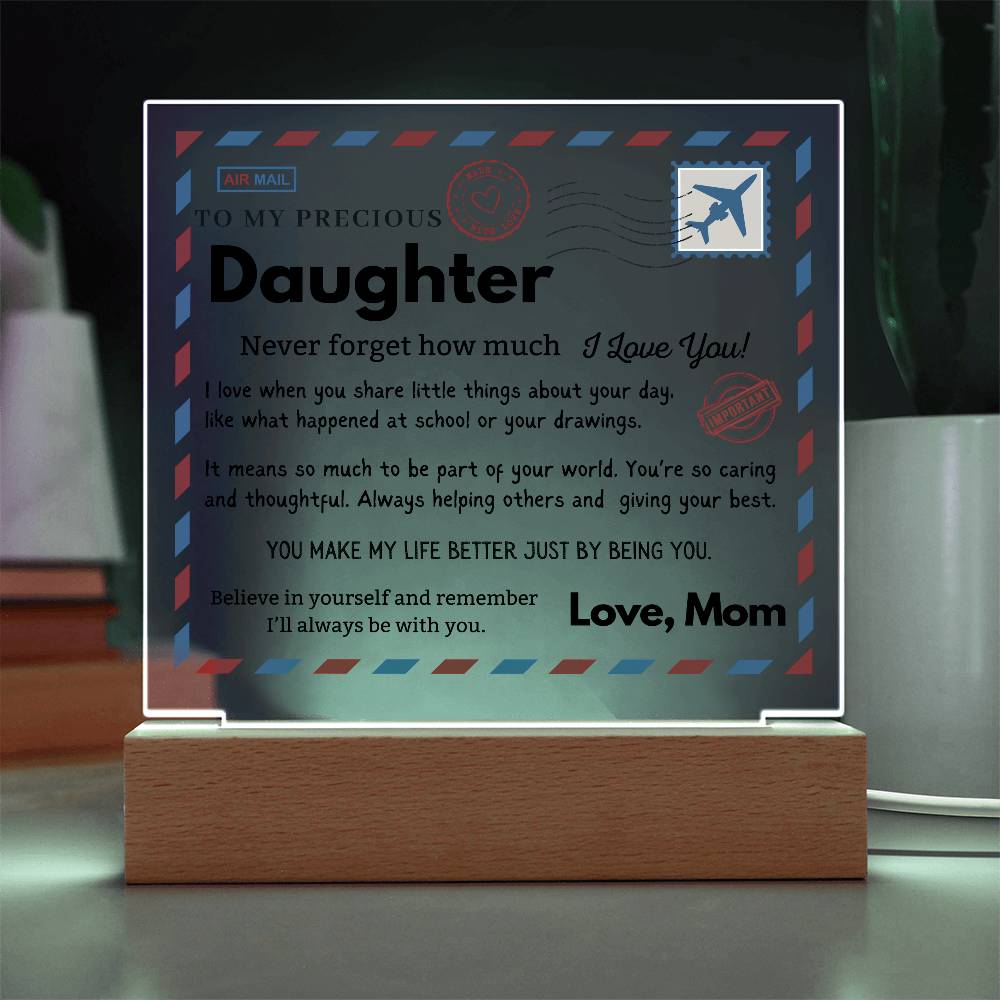 Daughter - I love when you share little things about your day - Acrylic Square Plaque