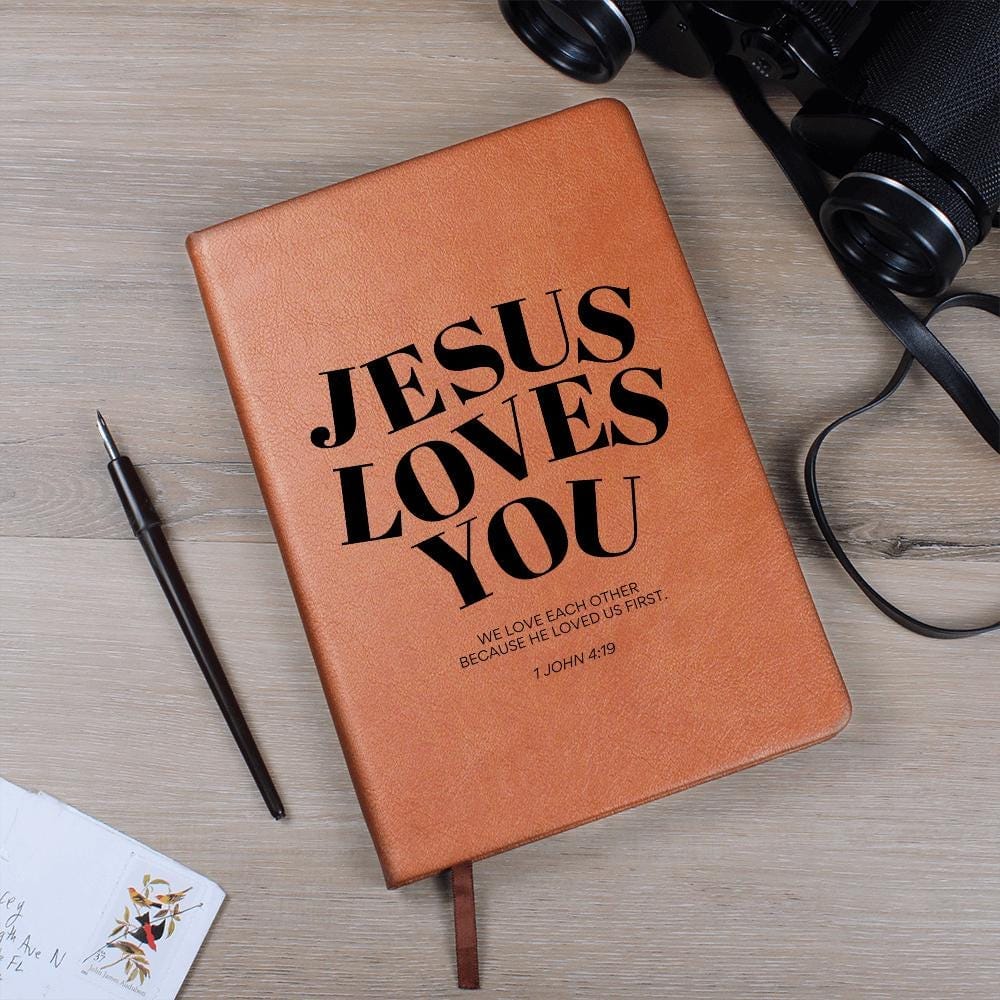 Personalized Leather Journal - Jesus Loves You, Engraved Christian Notebook, Bible Verse Gift, Faith Journal for Prayer & Reflection