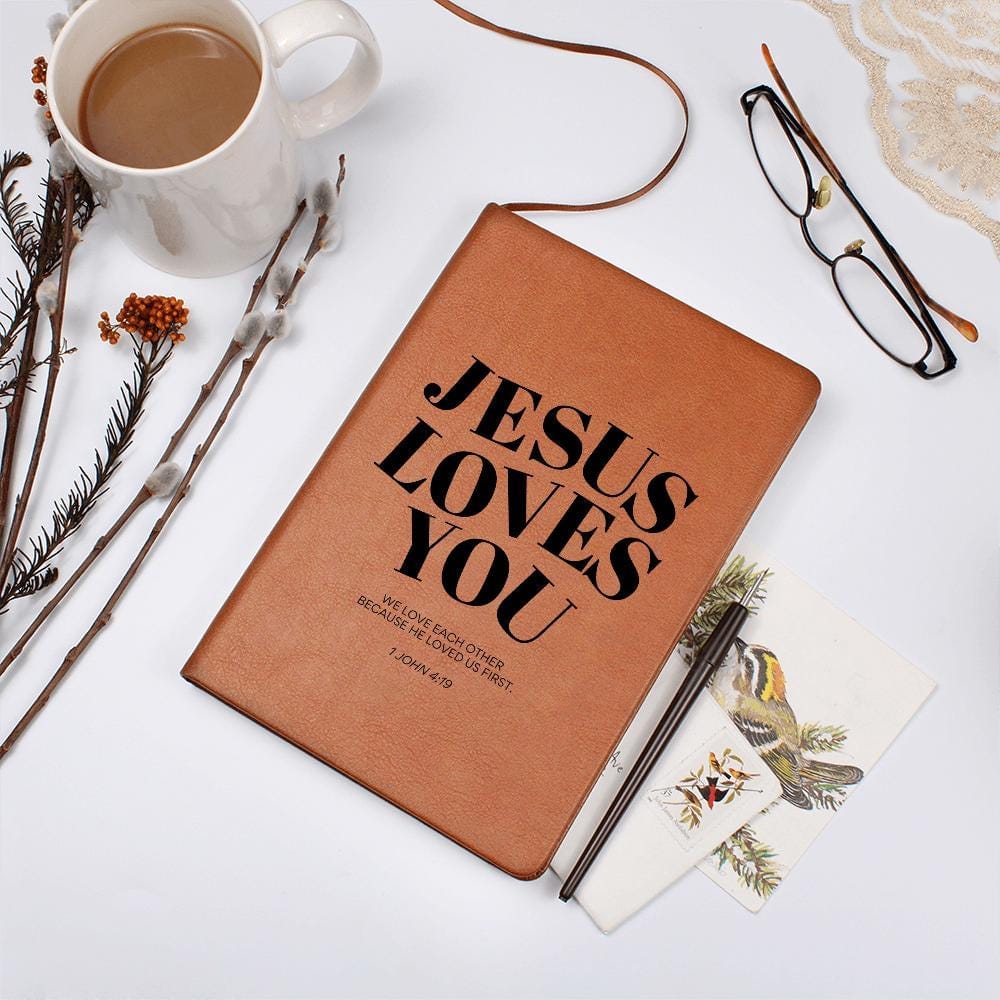Personalized Leather Journal - Jesus Loves You, Engraved Christian Notebook, Bible Verse Gift, Faith Journal for Prayer & Reflection