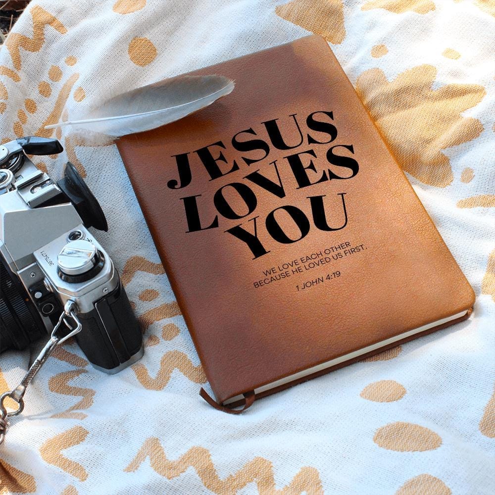 Personalized Leather Journal - Jesus Loves You, Engraved Christian Notebook, Bible Verse Gift, Faith Journal for Prayer & Reflection