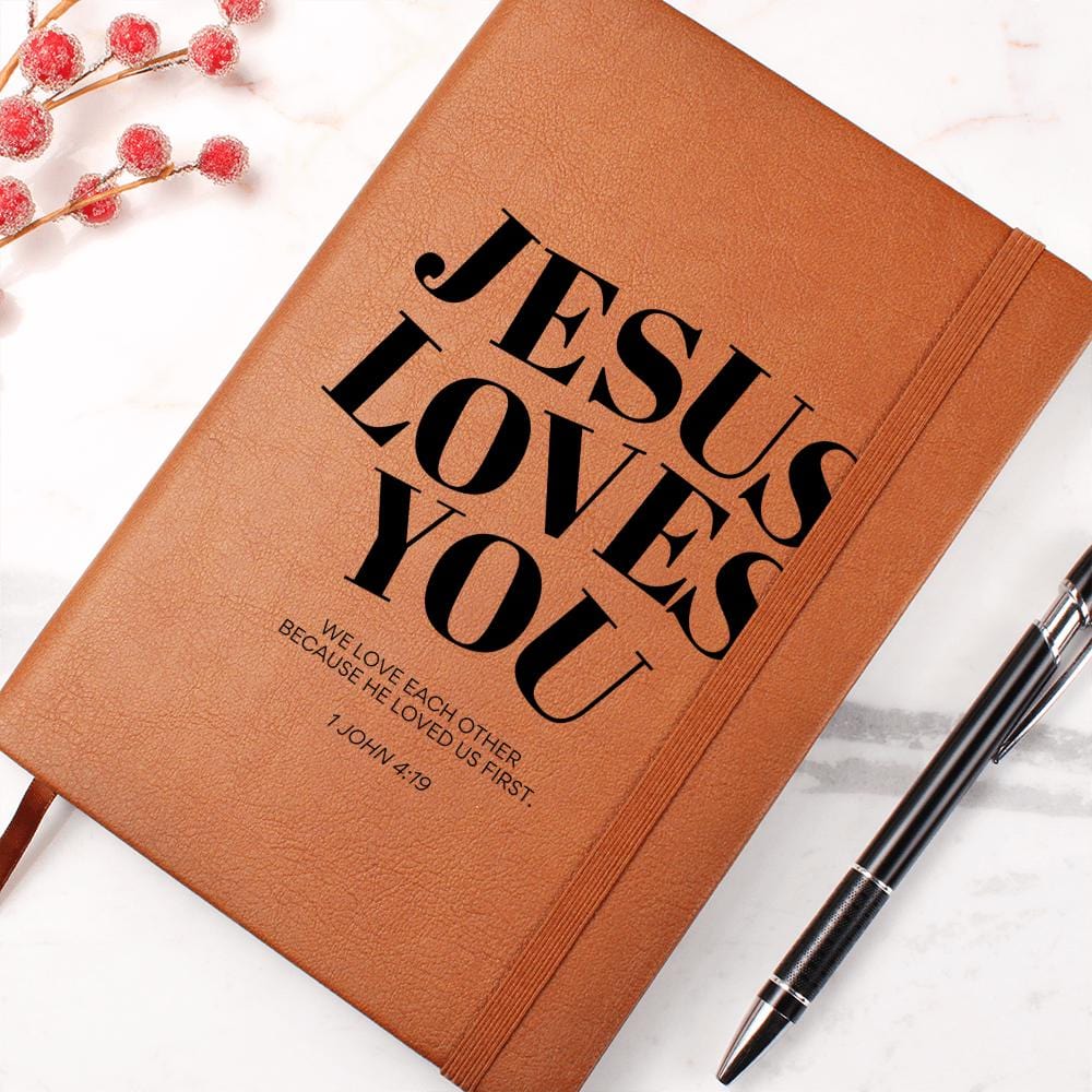 Personalized Leather Journal - Jesus Loves You, Engraved Christian Notebook, Bible Verse Gift, Faith Journal for Prayer & Reflection