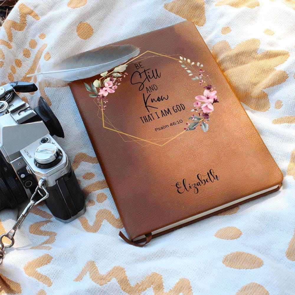 Personalized Leather Journal - Be Still and Know, Psalm 46:10, Engraved Christian Notebook, Prayer Journal, Bible Verse Gift