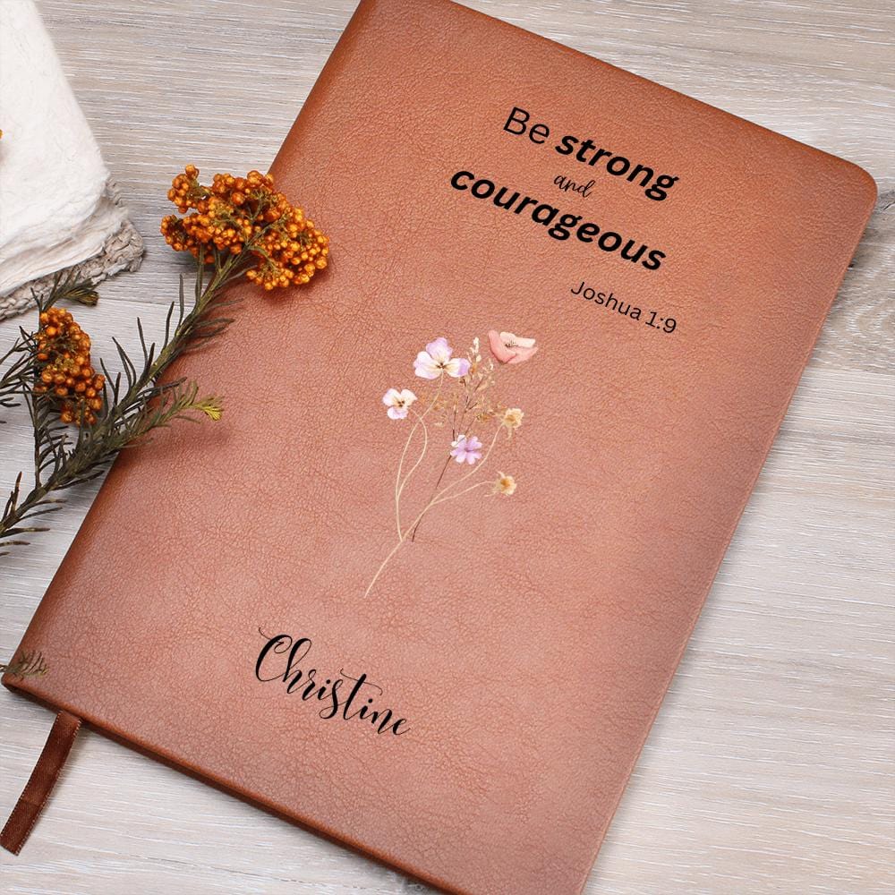 Personalized Leather Journal - Be Strong and Courageous, Christian Notebook, Custom Prayer Journal, Faith Gift for Women