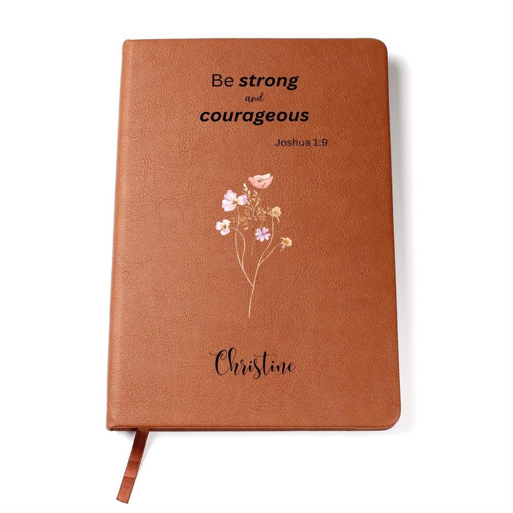 Personalized Leather Journal - Be Strong and Courageous, Christian Notebook, Custom Prayer Journal, Faith Gift for Women