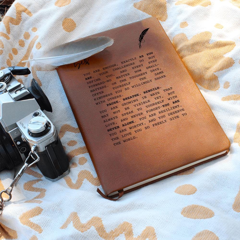 Personalized Leather Journal - You Are Enough, Self-Care Notebook, Motivational Gift, Mental Health Journal, Encouragement Gift