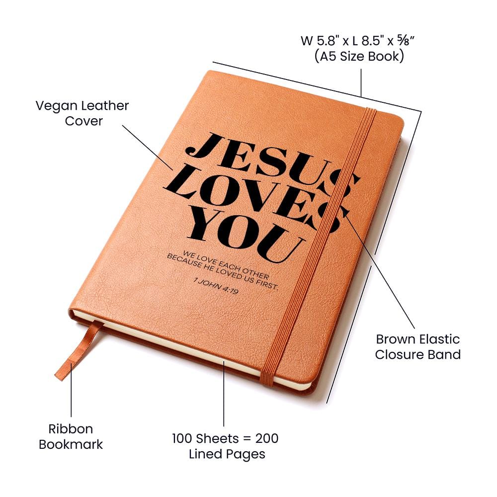 Personalized Leather Journal - Jesus Loves You, Engraved Christian Notebook, Bible Verse Gift, Faith Journal for Prayer & Reflection