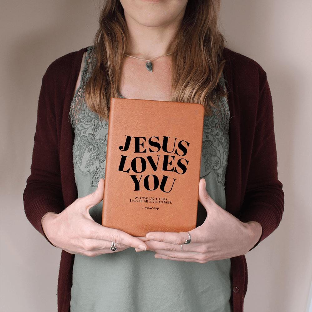 Personalized Leather Journal - Jesus Loves You, Engraved Christian Notebook, Bible Verse Gift, Faith Journal for Prayer & Reflection