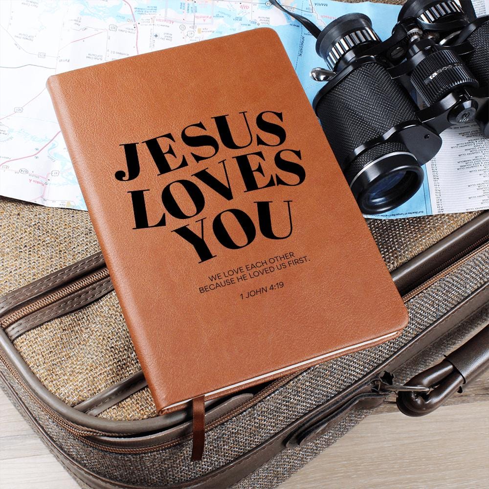 Personalized Leather Journal - Jesus Loves You, Engraved Christian Notebook, Bible Verse Gift, Faith Journal for Prayer & Reflection