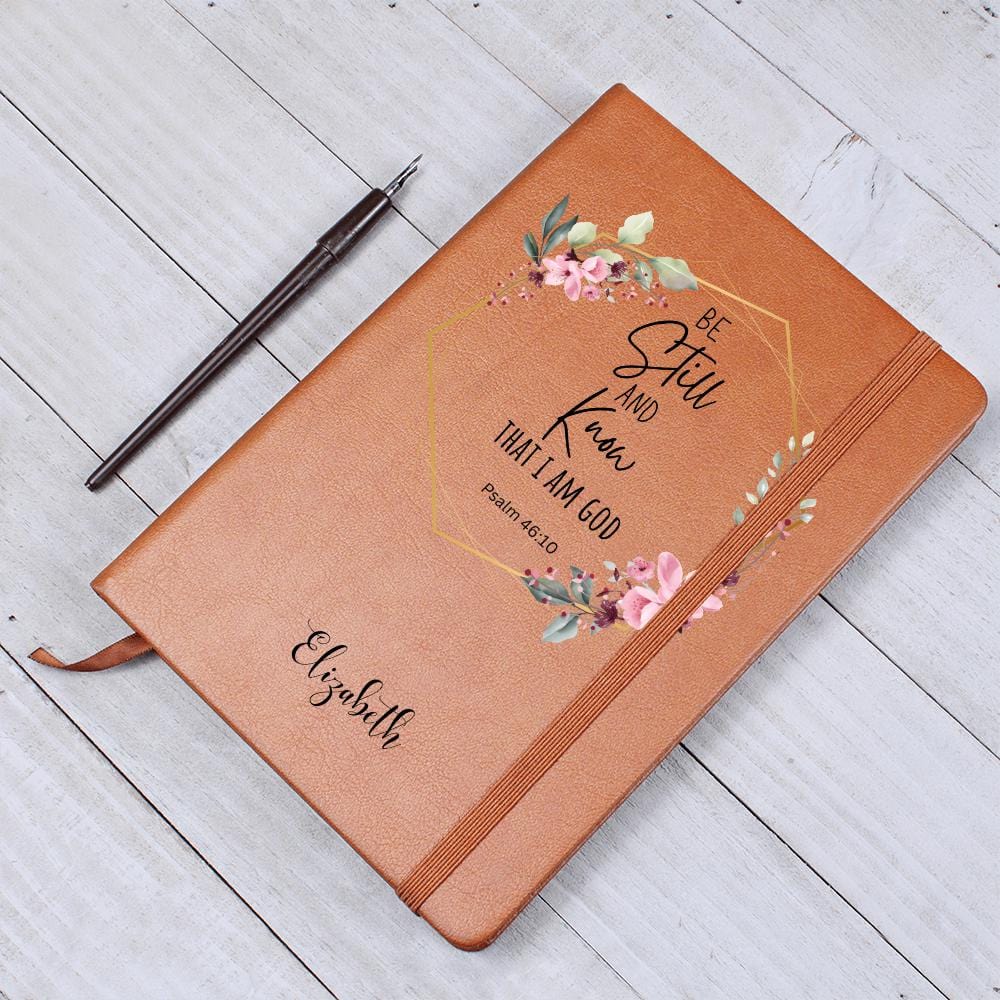 Personalized Leather Journal - Be Still and Know, Psalm 46:10, Engraved Christian Notebook, Prayer Journal, Bible Verse Gift