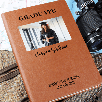 Personalized Graduation Journal Engraved Leather Notebook Custom Gift for Graduate Class of 2025 College High School Keepsake Book