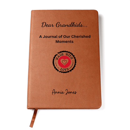 Personalized Leather Journal Grandkids Memory Book Engraved Notebook Grandparent Gift Grandma Grandpa Keepsake Family Writing Diary Present