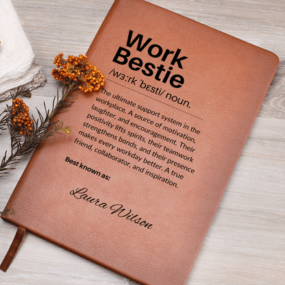 Personalized Leather Journal Engraved Notebook Funny Gift for Work Bestie Coworker Employee Office Friend Appreciation Keepsake