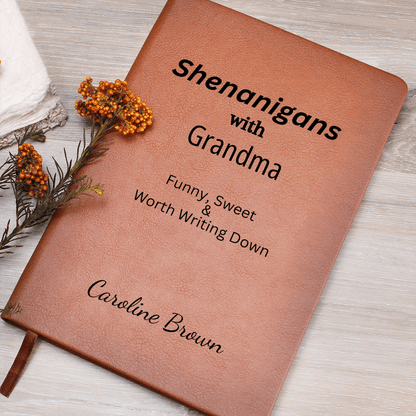 Personalized Leather Journal Grandma Notebook Funny Memory Book Engraved Gift for Grandparents Grandkids Keepsake Story Writing Family Gift