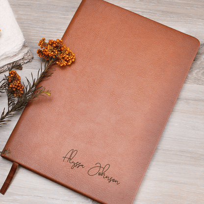 Personalized Leather Journal Custom Engraved Notebook with Name Unique Gift for Him Her Birthday Present Keepsake Writing Diary Planner