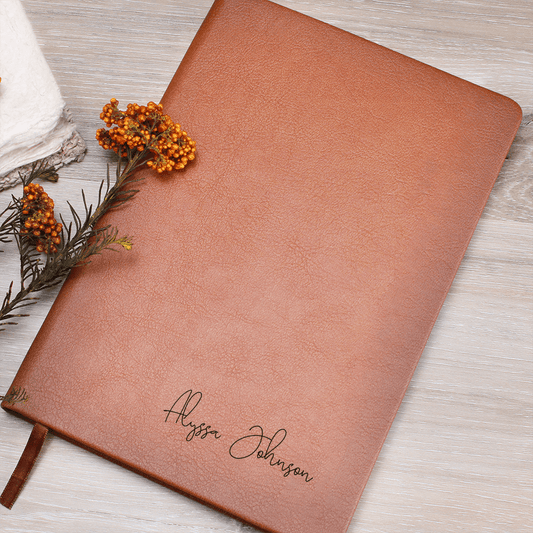 Personalized Leather Journal Custom Engraved Notebook with Name Unique Gift for Him Her Birthday Present Keepsake Writing Diary Planner