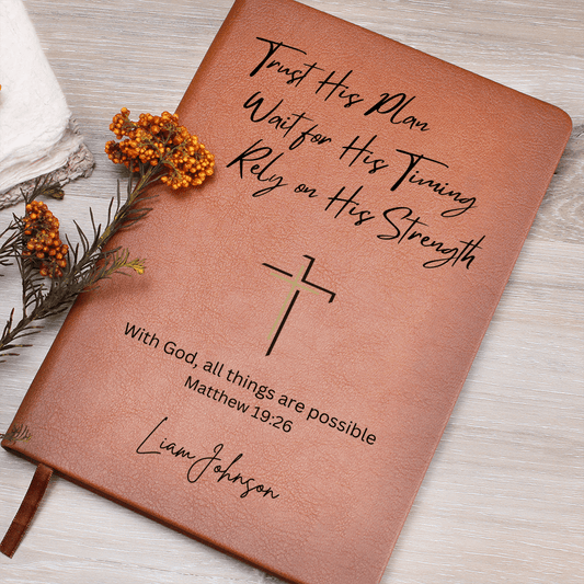 Christian Leather Journal Personalized Engraved Notebook Bible Verse Gift Faith Prayer Book Religious Gift for Men Inspirational Keepsake