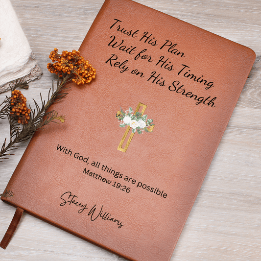 Christian Leather Journal Personalized Engraved Notebook Bible Verse Gift Faith Prayer Book Religious Gift for Women Inspirational Keepsake
