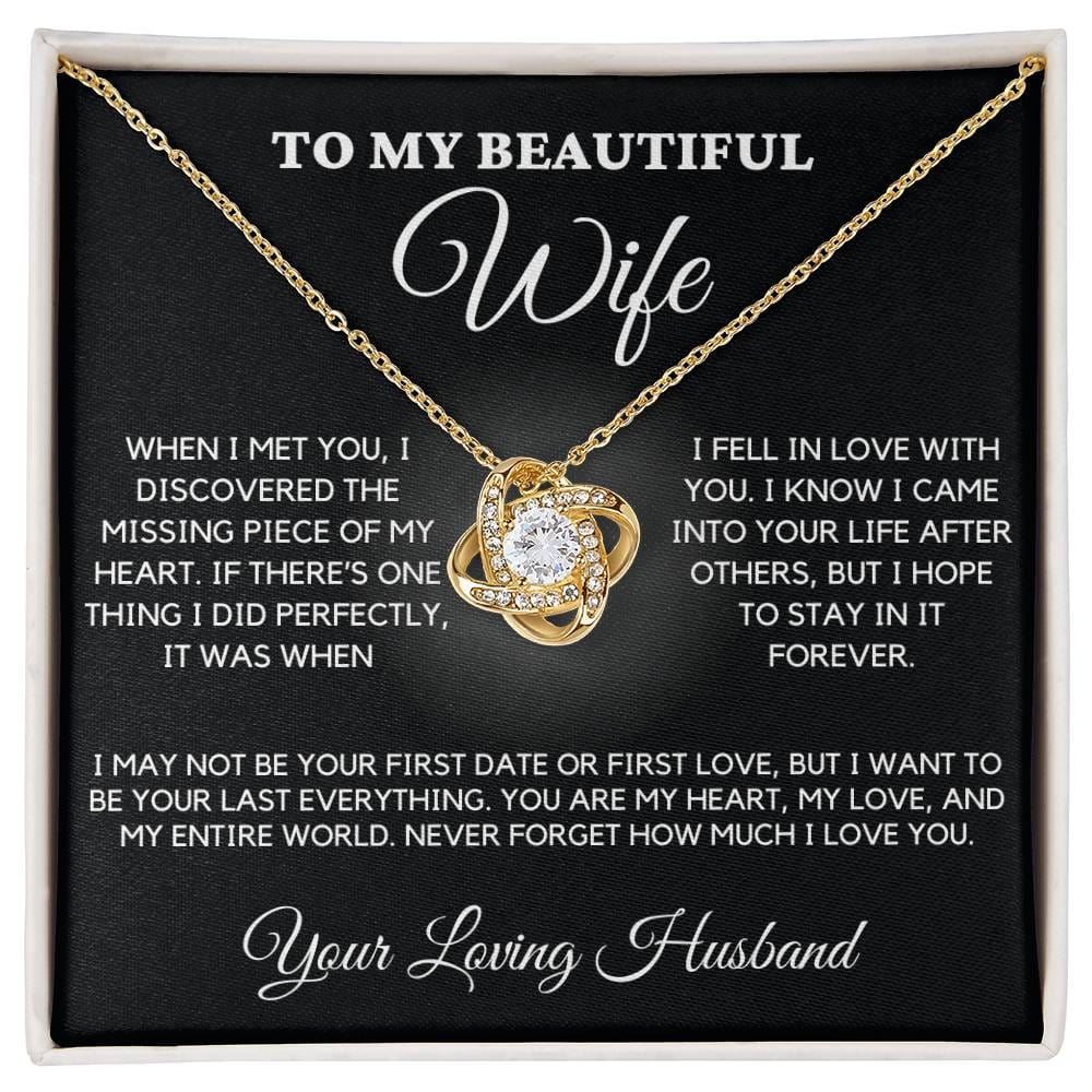 Wife - Missing Piece Of My Heart - Love Knot Necklace