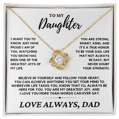 Daughter - I just want you to know how proud I am - Love Knot Necklace