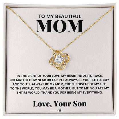 Mom - In the Light of Your Love - Love Knot Necklace