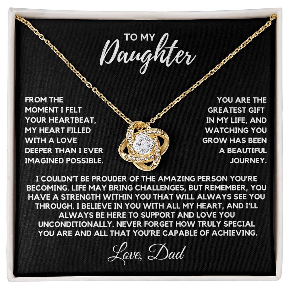 Daughter - The moment I felt your heartbeat - Love Knot Necklace