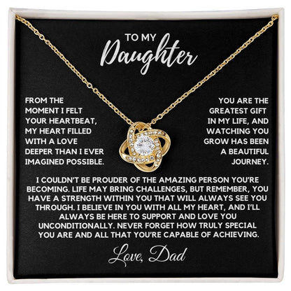 Daughter - The moment I felt your heartbeat - Love Knot Necklace