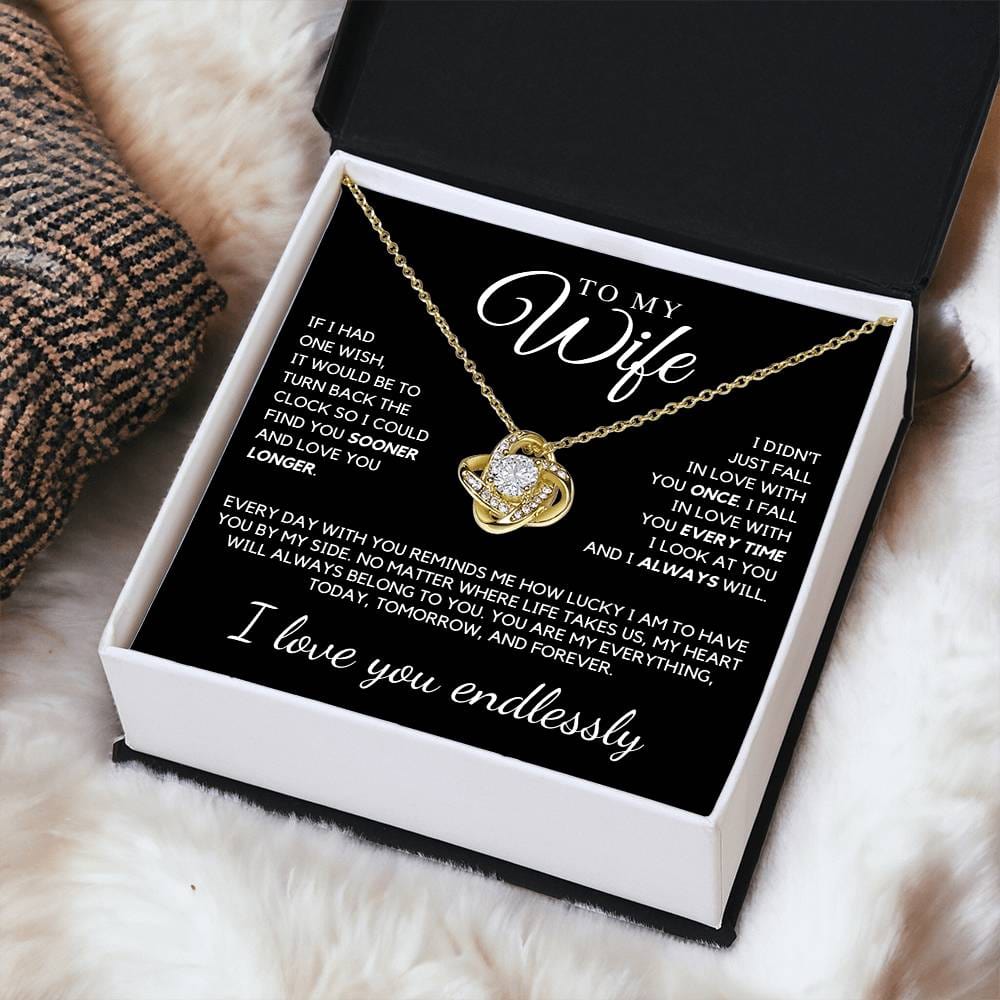 Wife - If I had one wish, it would be to turn back the clock - Love Knot Necklace