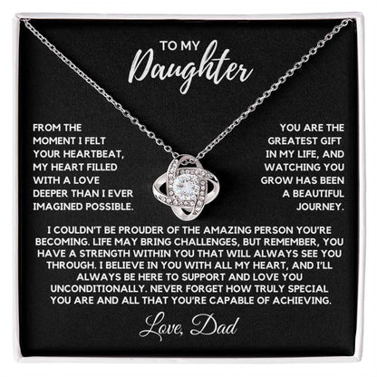 Daughter - The moment I felt your heartbeat - Love Knot Necklace