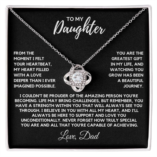Daughter - The moment I felt your heartbeat - Love Knot Necklace