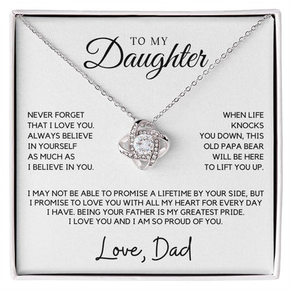 Daughter - Never forget that I love you - Love Knot Necklace