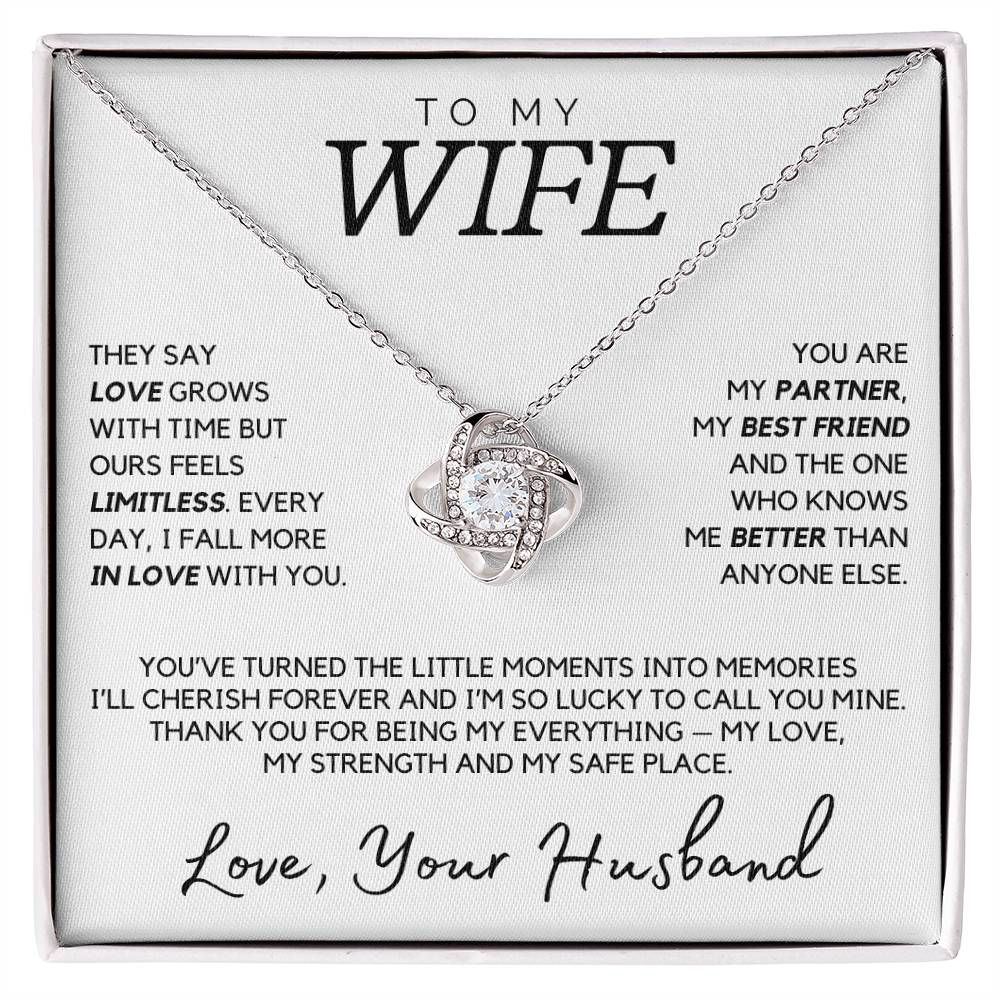 Wife - They say love grows with time but ours feels limitless - Love Knot Necklace